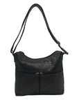 Jack Georges Black Leather Woven Hobo Bag