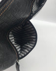 Jack Georges Black Leather Woven Hobo Bag