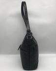 Jack Georges Black Leather Woven Hobo Bag
