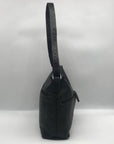 Jack Georges Black Leather Woven Hobo Bag