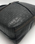Jack Georges Black Leather Woven Hobo Bag