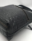 Jack Georges Black Leather Woven Hobo Bag