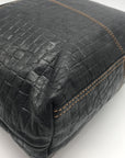 Jack Georges Black Leather Woven Hobo Bag