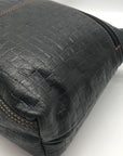 Jack Georges Black Leather Woven Hobo Bag