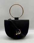 Melie Bianco Black Vegan Leather Felix Ring Crossbody Bag