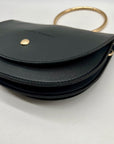 Melie Bianco Black Vegan Leather Felix Ring Crossbody Bag