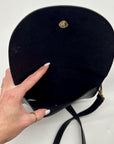 Melie Bianco Black Vegan Leather Felix Ring Crossbody Bag