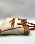 Ruehl No. 925 Off White Canvas Brown Leather Tote Bag