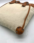 Ruehl No. 925 Off White Canvas Brown Leather Tote Bag