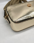 Michael Kors Metallic Gold Leather Maisie 2-In-1 Camera Crossbody Bag