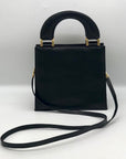 Hardy Amies Black Leather Top Handle Convertible Satchel