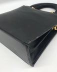 Hardy Amies Black Leather Top Handle Convertible Satchel