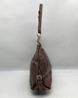 Dooney & Bourke Brown Crocodile Embossed Shoulder Bag