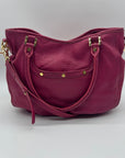 Tory Burch Amanda Magenta Pink Pebbled Leather Hobo Bag