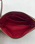 Coach Bold Red & Walnut Corner Signature Canvas Zip Wristlet