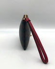 Coach Bold Red & Walnut Corner Signature Canvas Zip Wristlet