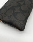 Coach Bold Red & Walnut Corner Signature Canvas Zip Wristlet