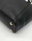 Michael Kors Black Saffiano Leather Charlotte Top-Zip Tote Bag