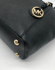 Michael Kors Black Saffiano Leather Charlotte Top-Zip Tote Bag