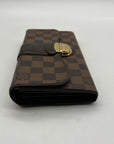Louise Vuitton Brown Leather Damier Ebène Sistina Wallet