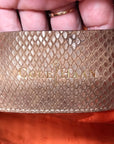 Cole Hann Metallic Bronze Lizard Embossed Leather Tote Bag