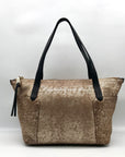 Cole Hann Metallic Bronze Lizard Embossed Leather Tote Bag