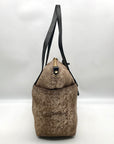 Cole Hann Metallic Bronze Lizard Embossed Leather Tote Bag
