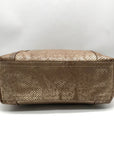 Cole Hann Metallic Bronze Lizard Embossed Leather Tote Bag