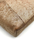 Cole Hann Metallic Bronze Lizard Embossed Leather Tote Bag