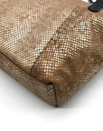Cole Hann Metallic Bronze Lizard Embossed Leather Tote Bag