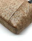 Cole Hann Metallic Bronze Lizard Embossed Leather Tote Bag