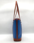 Dooney & Bourke Blue Pebbled Leather and Tan Trim Zipper Tote