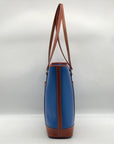Dooney & Bourke Blue Pebbled Leather and Tan Trim Zipper Tote