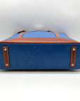 Dooney & Bourke Blue Pebbled Leather and Tan Trim Zipper Tote