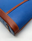 Dooney & Bourke Blue Pebbled Leather and Tan Trim Zipper Tote