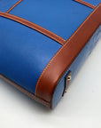 Dooney & Bourke Blue Pebbled Leather and Tan Trim Zipper Tote