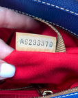 Dooney & Bourke Blue Pebbled Leather and Tan Trim Zipper Tote