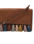 Rebecca Minkoff Brown Leather Tassel Convertible Clutch
