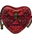 Red Paisely Kurt Geiger London Micro Heart Crossbody Bag