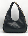 Donna Karan Black Leather Batiste Triple Compartment Shoulder Bag
