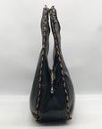 Donna Karan Black Leather Batiste Triple Compartment Shoulder Bag
