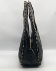 Donna Karan Black Leather Batiste Triple Compartment Shoulder Bag