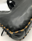 Donna Karan Black Leather Batiste Triple Compartment Shoulder Bag