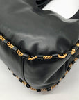 Donna Karan Black Leather Batiste Triple Compartment Shoulder Bag