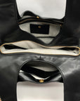 Donna Karan Black Leather Batiste Triple Compartment Shoulder Bag