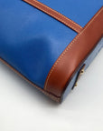 Dooney & Bourke Blue Pebbled Leather and Tan Trim Zipper Tote