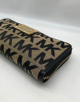Michael Kors Tan And Black Monogram Canvas Wallet