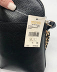 Michael Kors Black Leather Jet Set Charm North South Chain Phone Crossbody