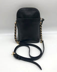 Michael Kors Black Leather Jet Set Charm North South Chain Phone Crossbody