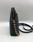 Michael Kors Black Leather Jet Set Charm North South Chain Phone Crossbody